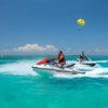 two tourists jet skiing in Zanzibar